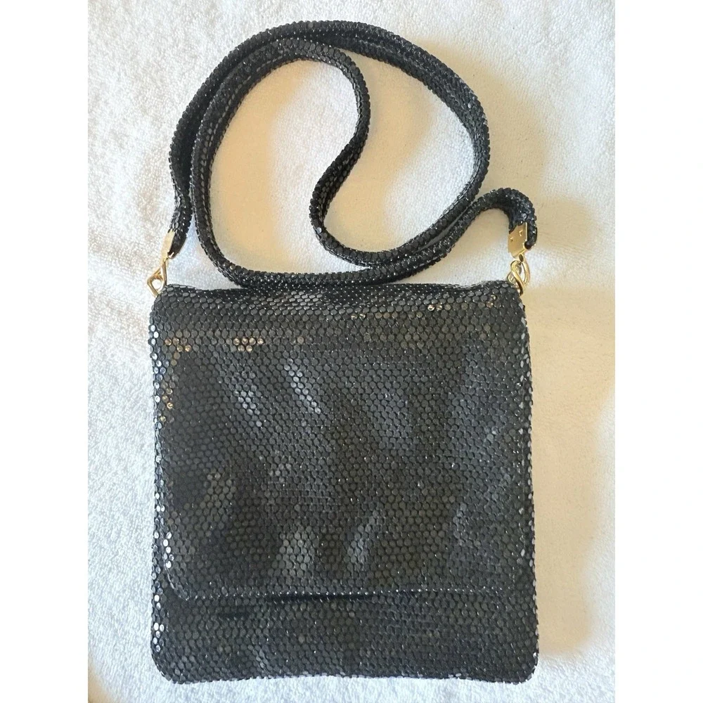 Black Metal Mesh Evening Bag Crossbody Prom Black Tie Fancy‎ Slinky